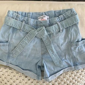 Light wash, high waist, Abercrombie Kids  denim shorts